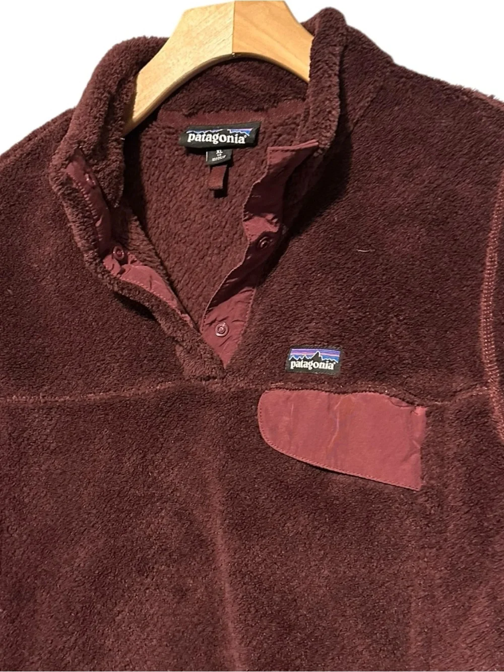 Patagonia Girl’s XL 14 Burgundy Re-Tool Snap-T Pullover Plush Fleece Pullover